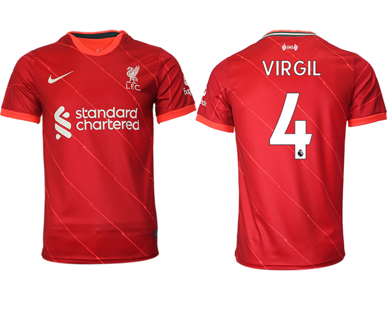 Men 2021-2022 Club Liverpool home aaa version red #4 Soccer Jersey